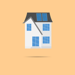 Fototapeta na wymiar Colorful house concept. Energy saving panel. House flat icon. Design your own apartment.
