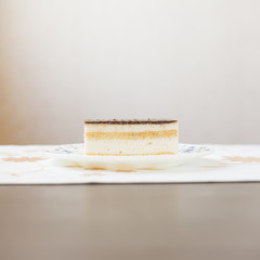 Mousse cake with chocolate icing
