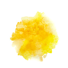 Color, yellow - orange splash watercolor hand painted isolated on white background, artistic decoration or background