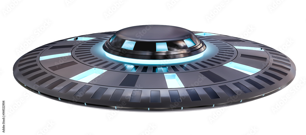 Poster vintage ufo isolated on white background 3d rendering
