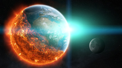 The end of planet Earth 3D rendering elements of this image furnished by NASA