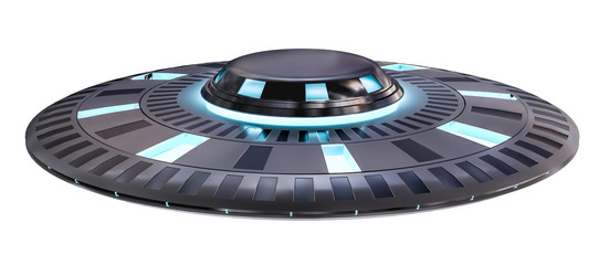 Vintage UFO isolated on white background 3D rendering