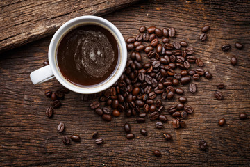 black coffee top view