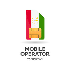 Tajikistan mobile operator. SIM card with flag. Vector illustration.