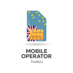 Tuvalu mobile operator. SIM card with flag. Vector illustration.