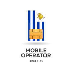 Uruguay mobile operator. SIM card with flag. Vector illustration.