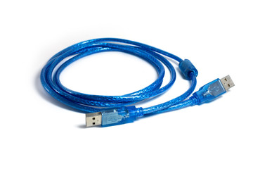 Line blue USB isolated on withe background.