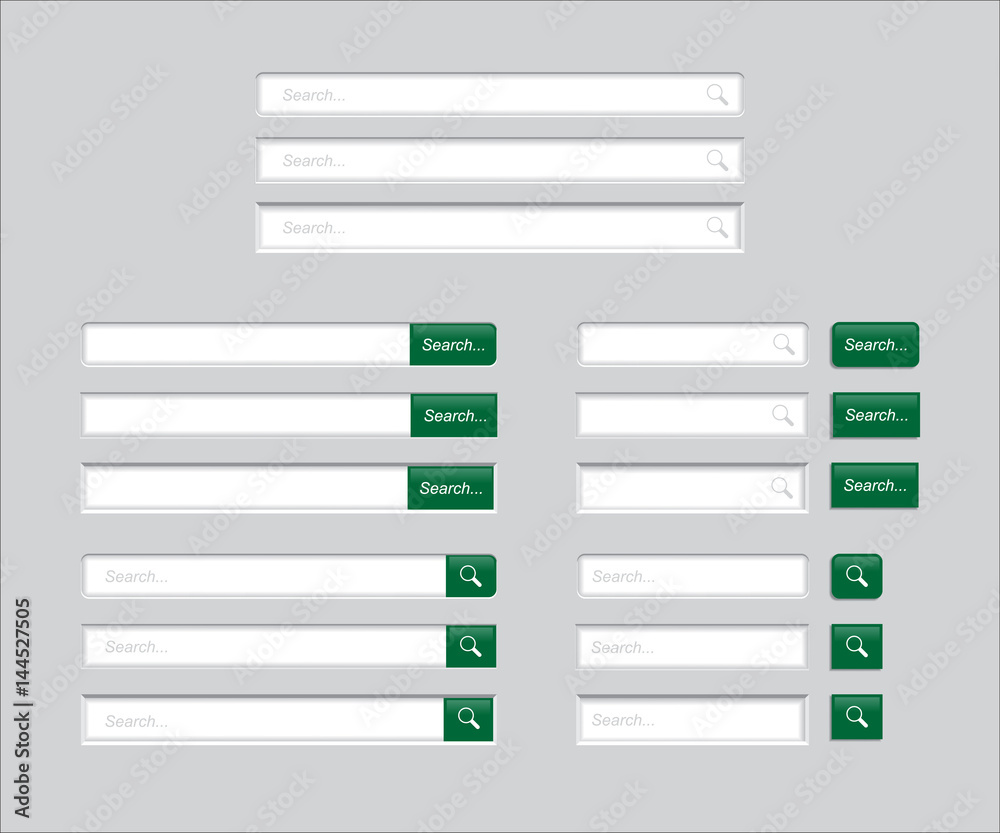 Poster set of search bars isolated on grey background. vector template for internet searching. web-surfing 