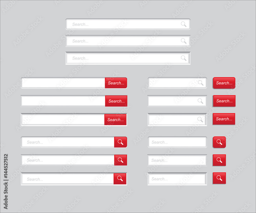 Poster set of search bars isolated on grey background. vector template for internet searching. web-surfing 