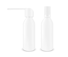 Plastic white bottle with nozzle. Packaging for medicine