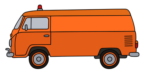 Retro orange service minivan - 144528399