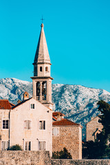 Fototapeta na wymiar The church of Budva old town, Montenegro, Kotor Bay, the Balkans, the Adriatic Sea.