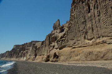 Sandstone coast, Santorini,Greece