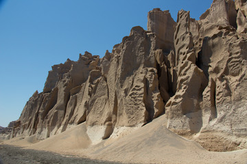 sandstone cliffs Santorini, greece