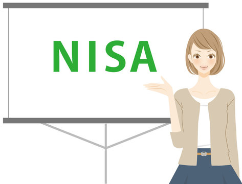 NISA制度を説明する女性　主婦