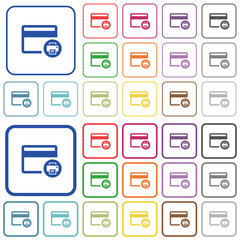 Obraz premium Credit card print record outlined flat color icons