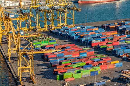 Industrial cargo port for freight transport overlook