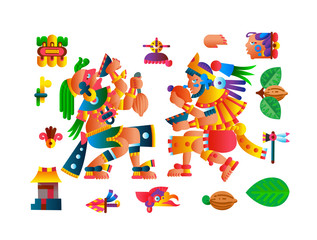 Vector illustration aztec cacao pattern for chocolate package design.