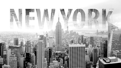 Obrazy na Plexi  Nowy Jork w czarno-białej pocztówce z napisem