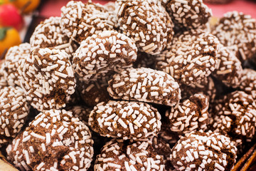 pile of chocolate biscuits with sugar