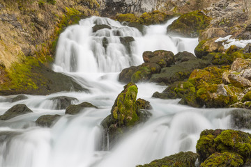 Beautifil waterfall in Tara Canyon in Durmitor National Park of Montenegro