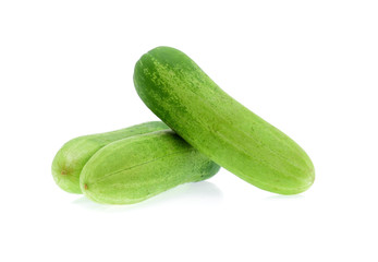 Wet cucumber isolated on white background.