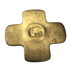 IHS Kreuz Ornament Gold