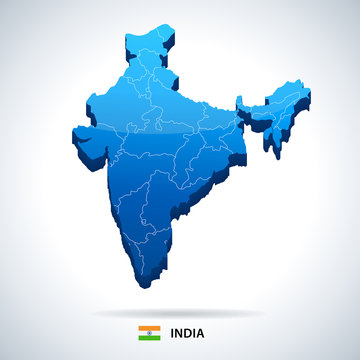 India - map and flag – illustration