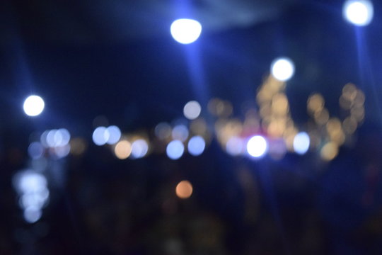 Blurred light on the road in the city at nigh, blurred bokeh background