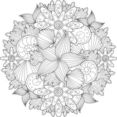 Black and white pattern for adult coloring book. Vector elements for design. Good for design of wrapping and textile.