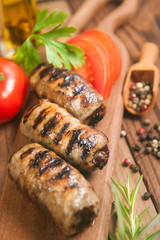 Sheftalia - kebab with salad