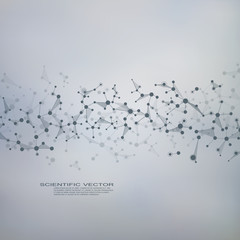 Structure molecule dna and neurons, connected lines with dots, genetic and chemical compounds, medical or scientific background for banner or flyer, vector illustration