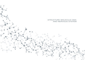 Structure molecule dna and neurons, connected lines with dots, genetic and chemical compounds, medical or scientific background for banner or flyer, vector illustration