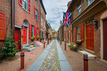 Elfreth's Alley, in Old City, Philadelphia, Pennsylvania.