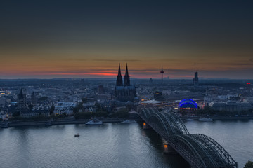 Deutzer bridge in Cologne at night