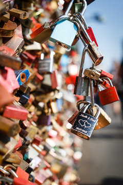 Love lock on bridges