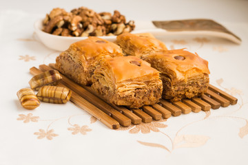 Eastern sweets. Arabic Traditional Celebratory Dessert. Baklava