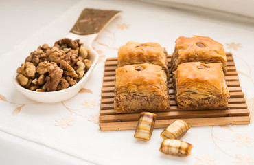 Eastern sweets. Arabic Traditional Celebratory Dessert. Baklava