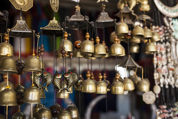 Fototapeta na wymiar Closeup golden bells in Market