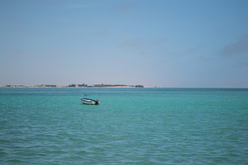 Long Bay with Turquoise Sea in Walvisbay, Namibia