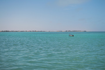 Long Bay with Turquoise Sea in Walvisbay, Namibia