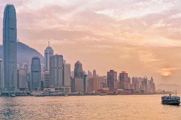 Obraz premium Star ferry and Victoria Harbor in Hong Kong