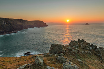 Golden sunset at The Rumps, Cornwall