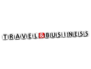 3D Travel and Business block text on white background.