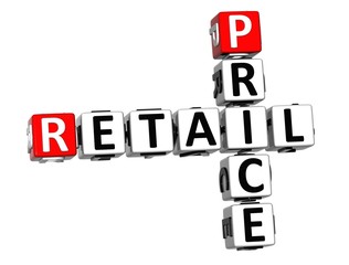 3D Retail Price Crossword on white background