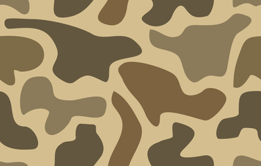 Camouflage seamless pattern Abstract vector illustration for printing on cloth, textile, Wallpaper, paper, wrapper. Different shades of brown color Background in military style - obrazy, fototapety, plakaty