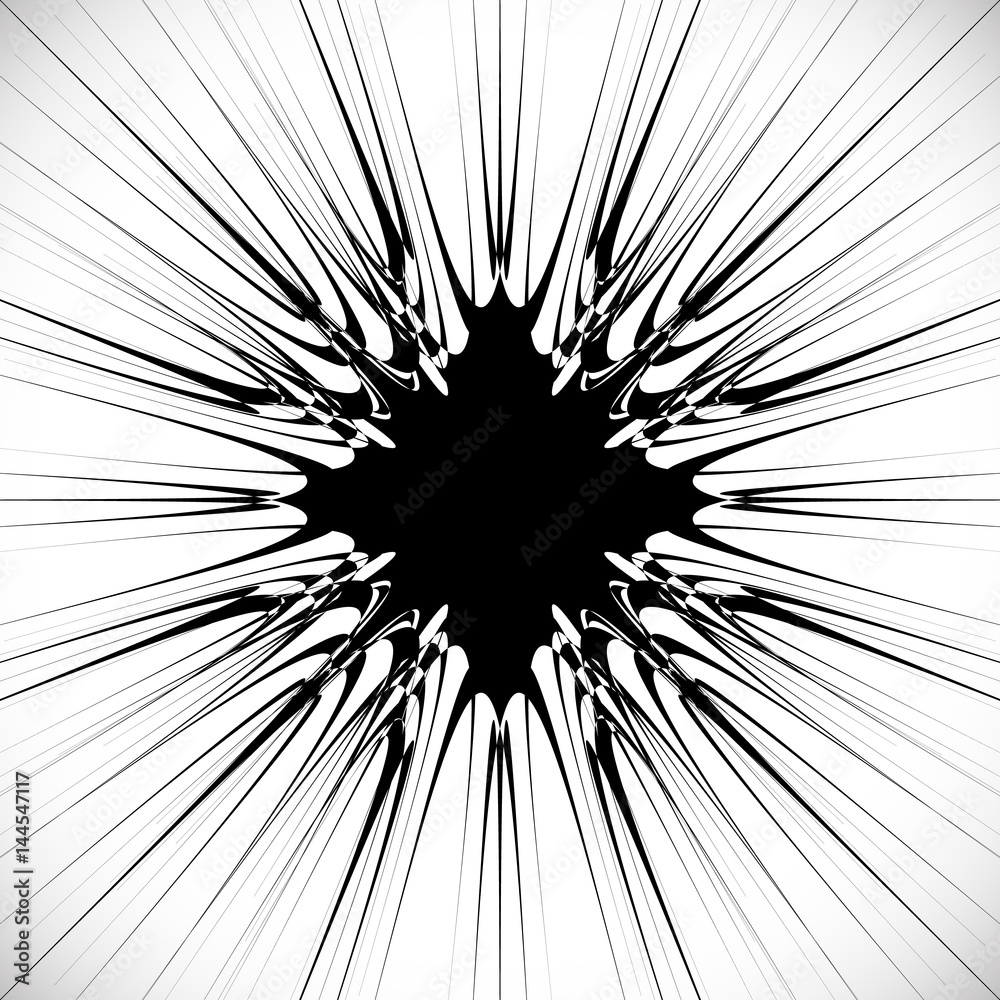 Poster abstract burst element in clipping mask. radial, radiating lines. geometric rays, beams circular abs