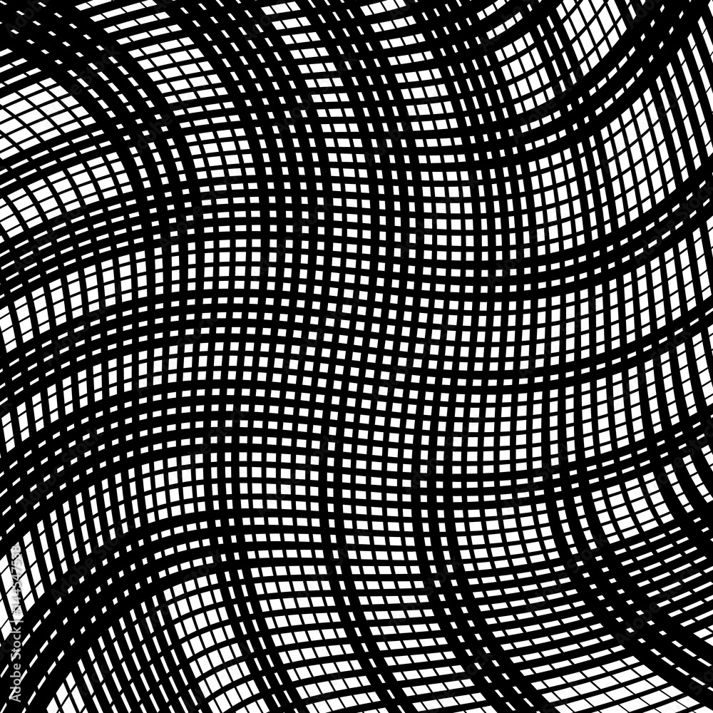 Poster Abstract linear black and white texture. Mesh, array of lines geometric pattern