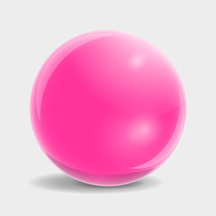 Glass ball in pink color, vector