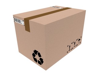 3d render of isolated delivery box on white background